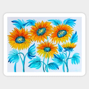 Sunflowers Field Watercolor Painting Sticker